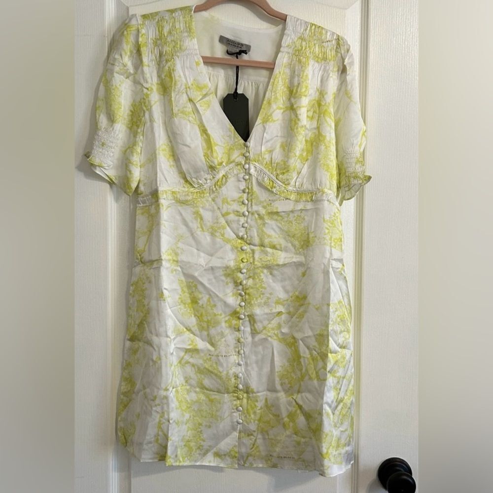 NWT Allsaints Demi Marama Dress Sz 8 All Saints- color citrus yellow - Picture 6 of 10